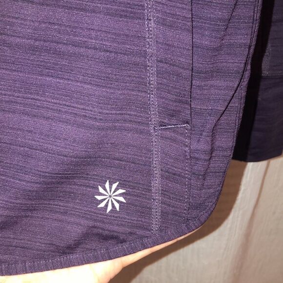ATHLETA M Purple Heathered Full Zip Athletic Hooded Jacket with Pockets - Picture 7 of 13